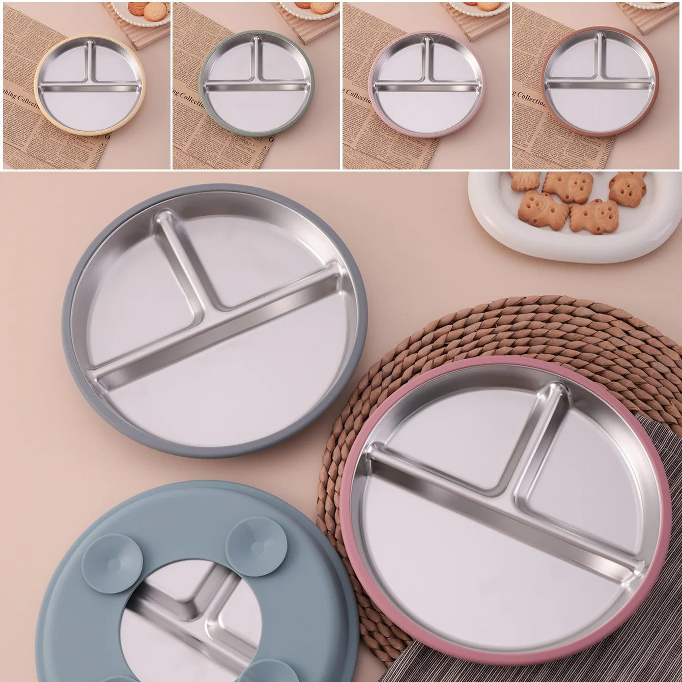 Assiette bébé INOX anti-renversement