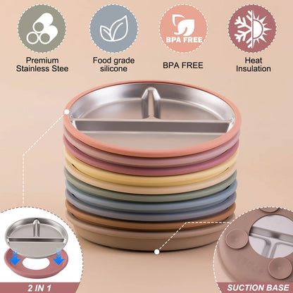 Assiette bébé INOX anti-renversement